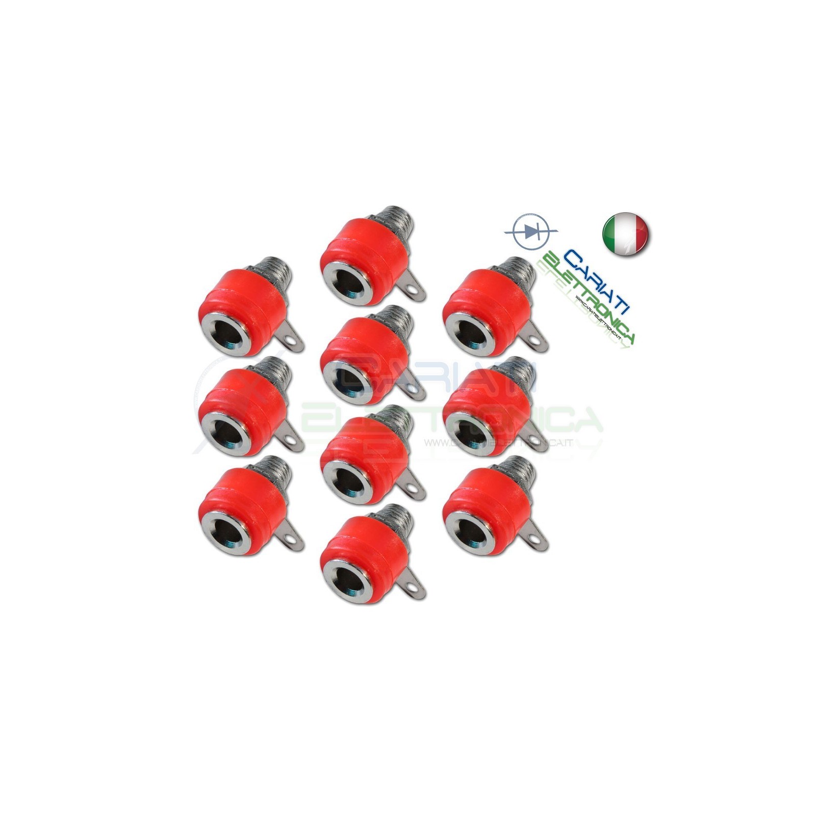 10 Pezzi CONNETTORE BOCCOLA DA PANNELLO PER SPINA A BANANA 4mm ROSSA ROSSO