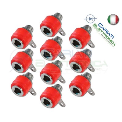 10 Pezzi CONNETTORE BOCCOLA DA PANNELLO PER SPINA A BANANA 4mm ROSSA ROSSO