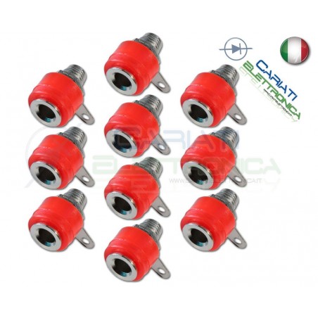 10 Pezzi CONNETTORE BOCCOLA DA PANNELLO PER SPINA A BANANA 4mm ROSSA ROSSO
