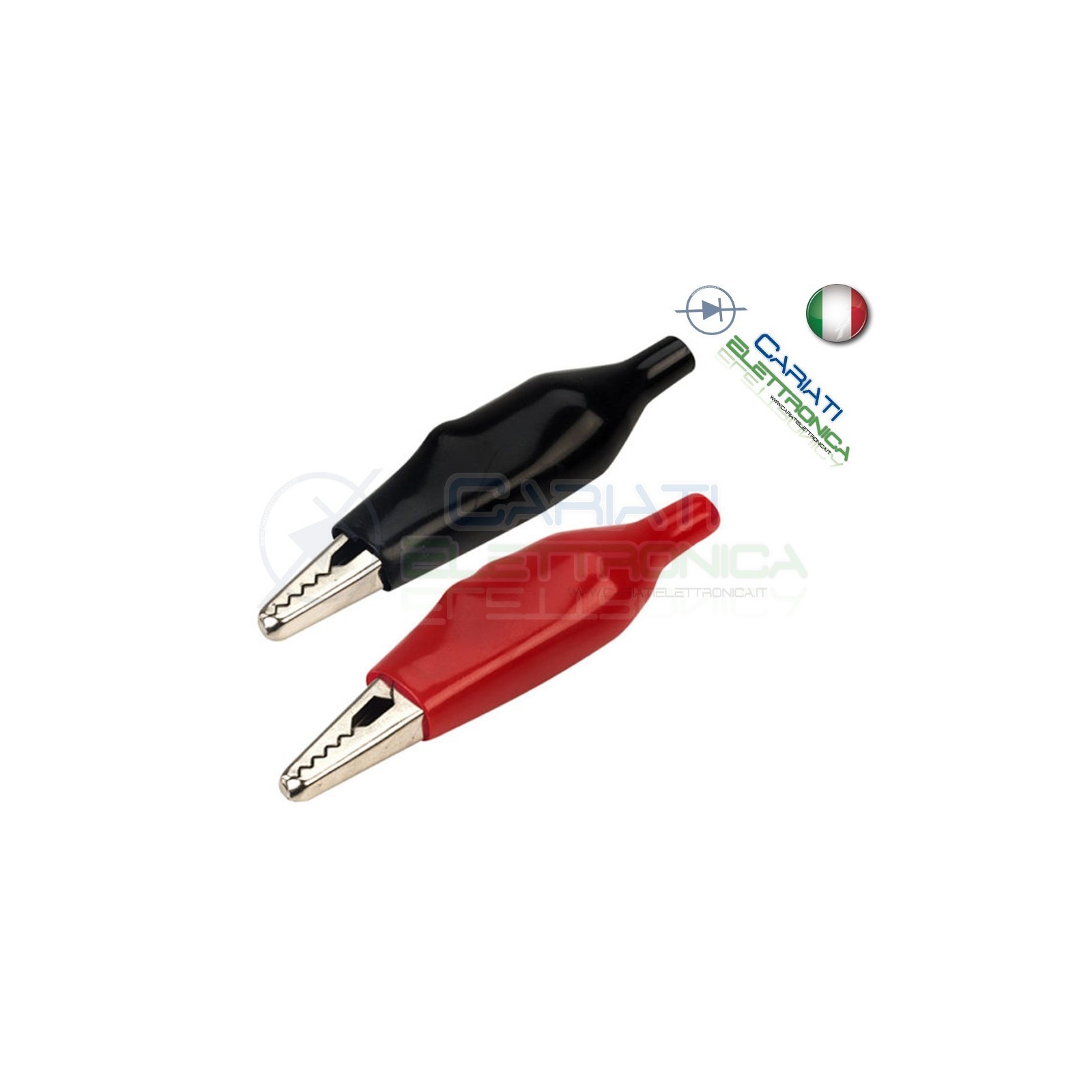 COPPIA 2 Pezzi Pinze Pinza Coccodrillo con Guaina Colore Rosso Nero