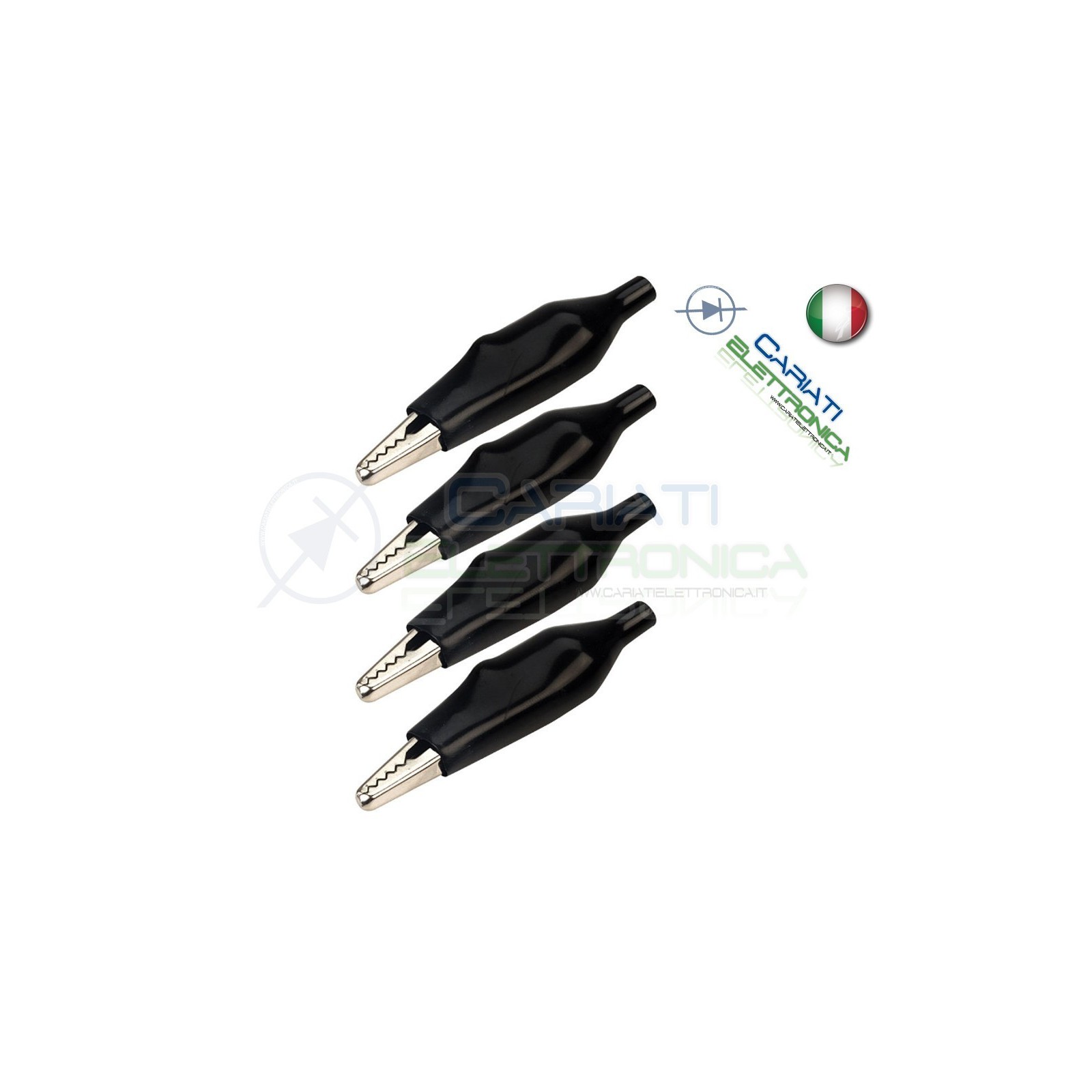 4 Pezzi Pinze Pinza Coccodrillo con Guaina Colore Nero