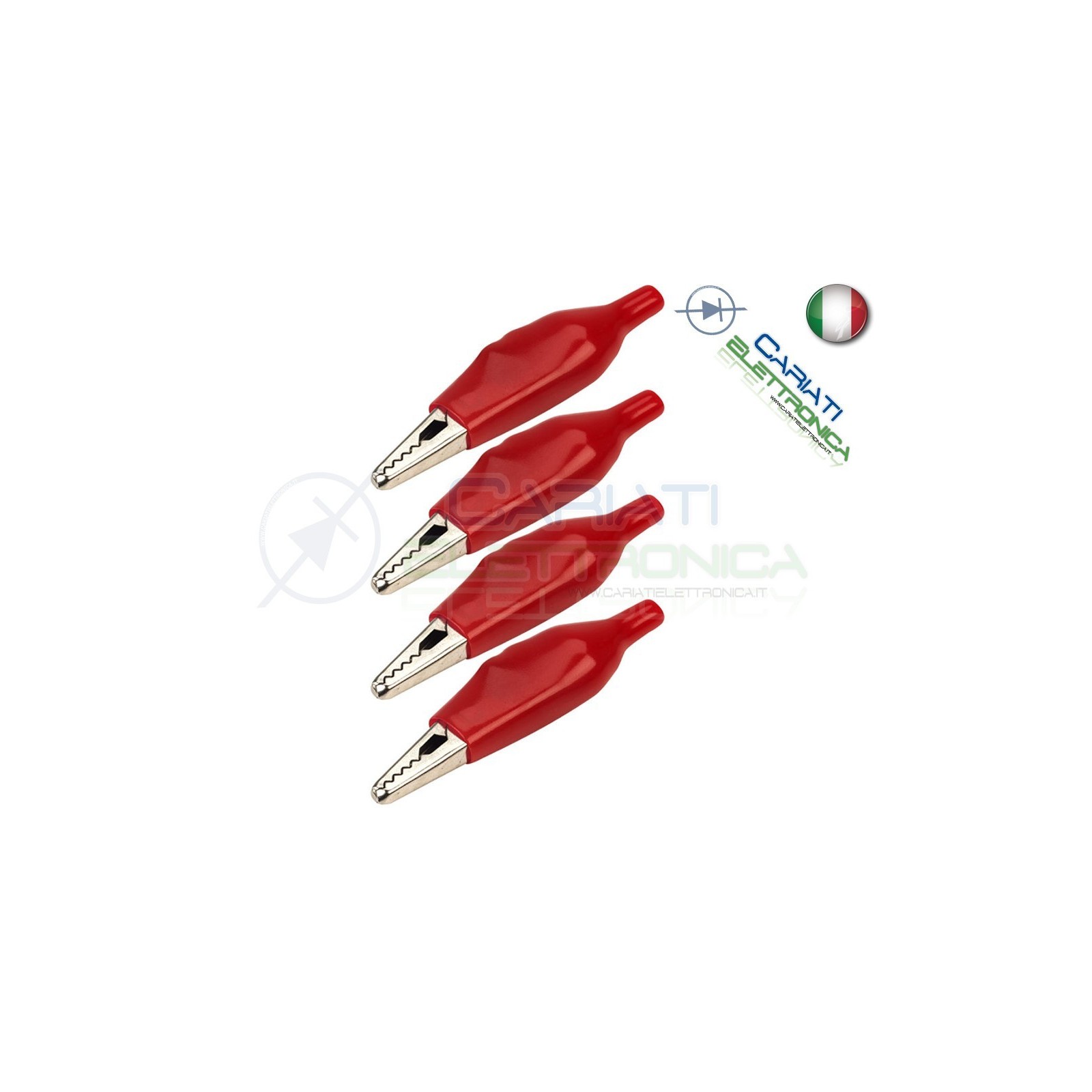 4 Pezzi Pinze Pinza Coccodrillo con Guaina Colore Rosso