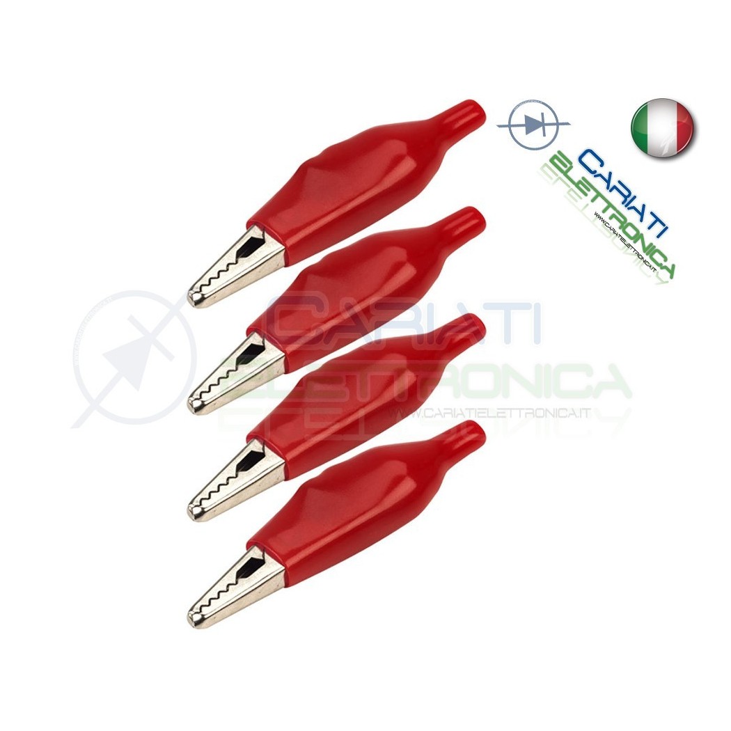 4 Pezzi Pinze Pinza Coccodrillo con Guaina Colore Rosso