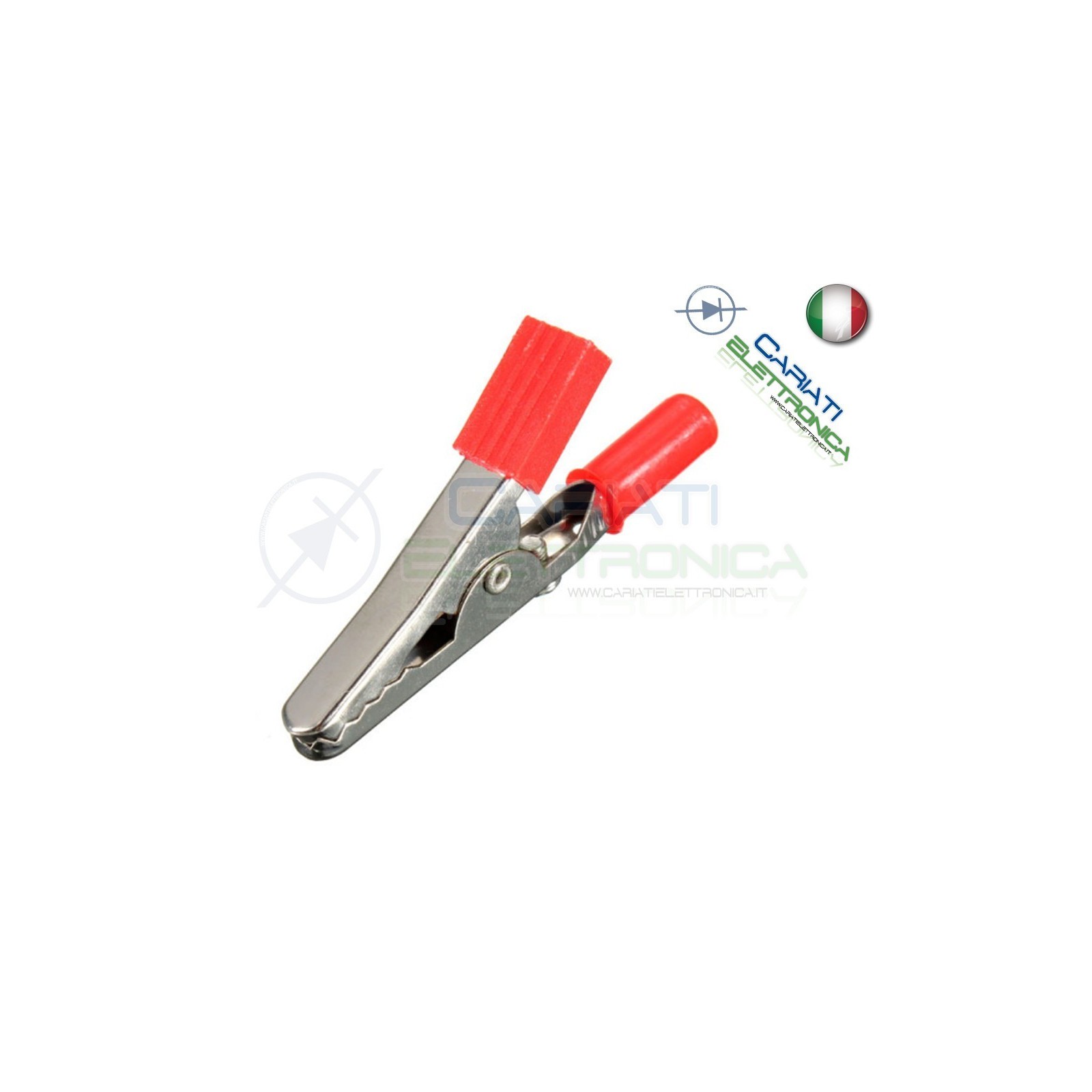 Pinza Coccodrillo con attacco banana 4mm Rossa Rosso