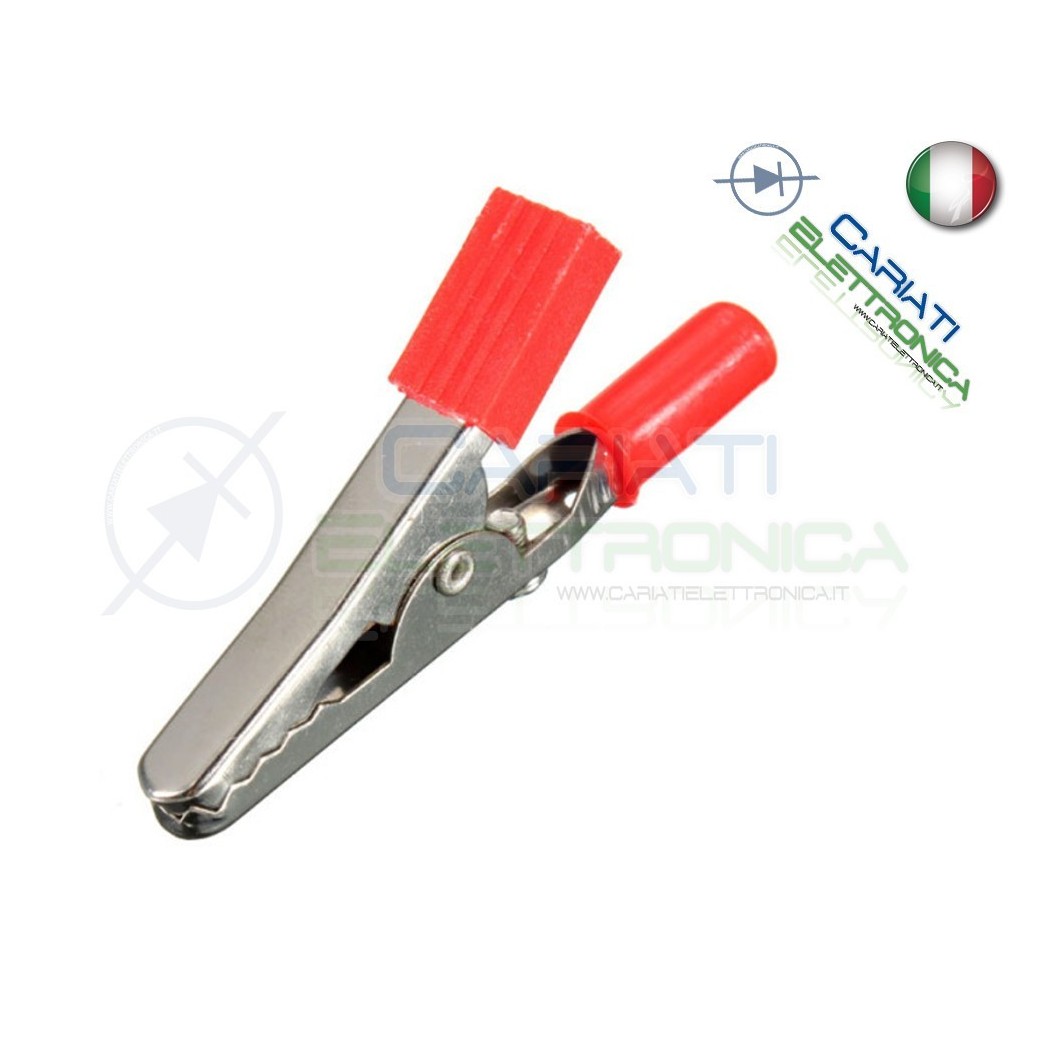 Pinza Coccodrillo con attacco banana 4mm Rossa Rosso