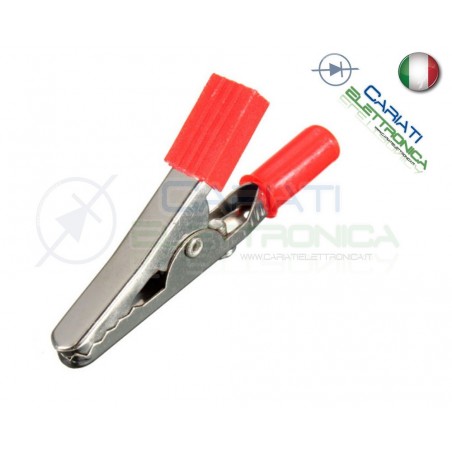 Pinza Coccodrillo con attacco banana 4mm Rossa Rosso