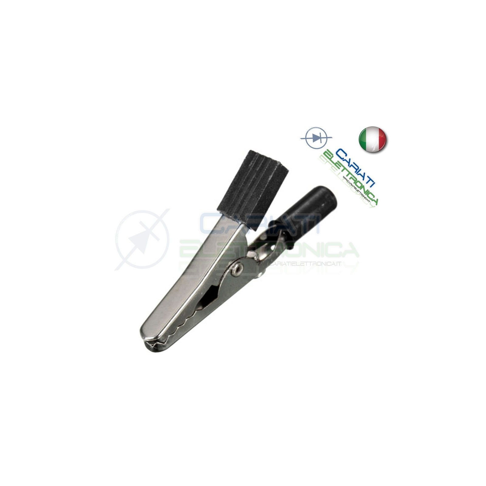 Pinza Coccodrillo con attacco banana 4mm Nera Nero
