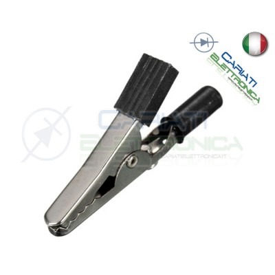 Pinza Coccodrillo con attacco banana 4mm Nera Nero