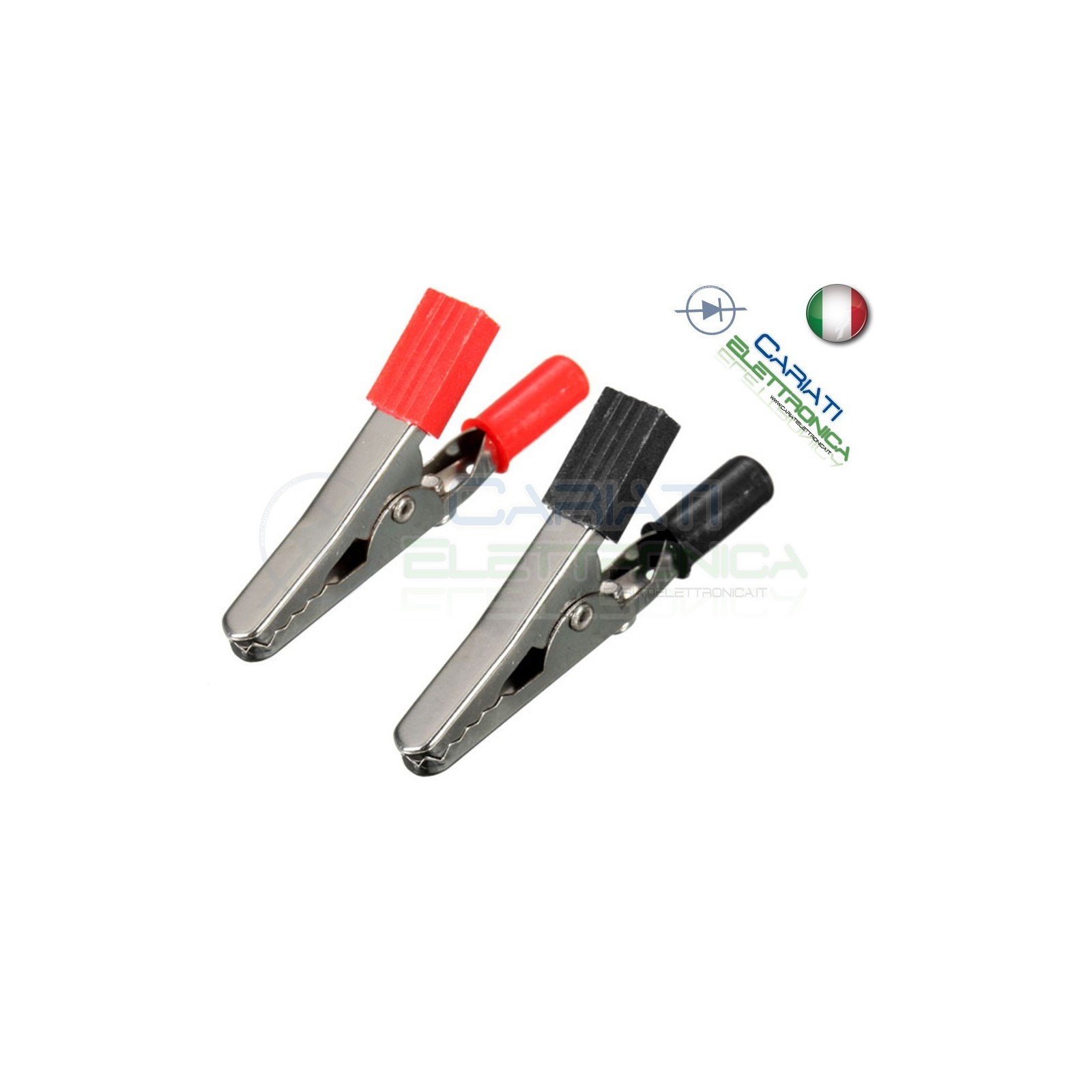 Coppia Pnze Pinza Coccodrillo con attacco banana 4mm Rosso Nera