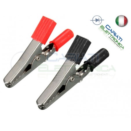 Coppia Pnze Pinza Coccodrillo con attacco banana 4mm Rosso Nera
