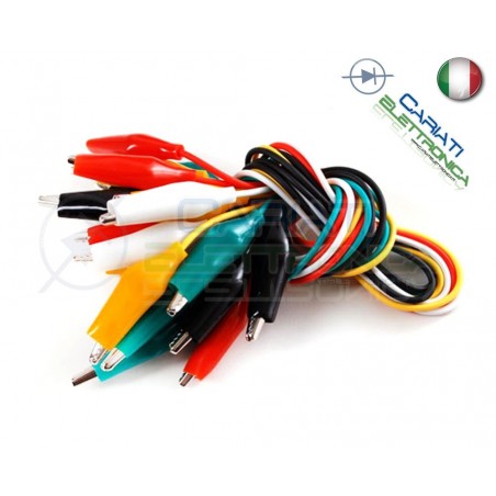 KIT 10 Pezzi Pinze Coccodrillo con Guaina e Cavi
