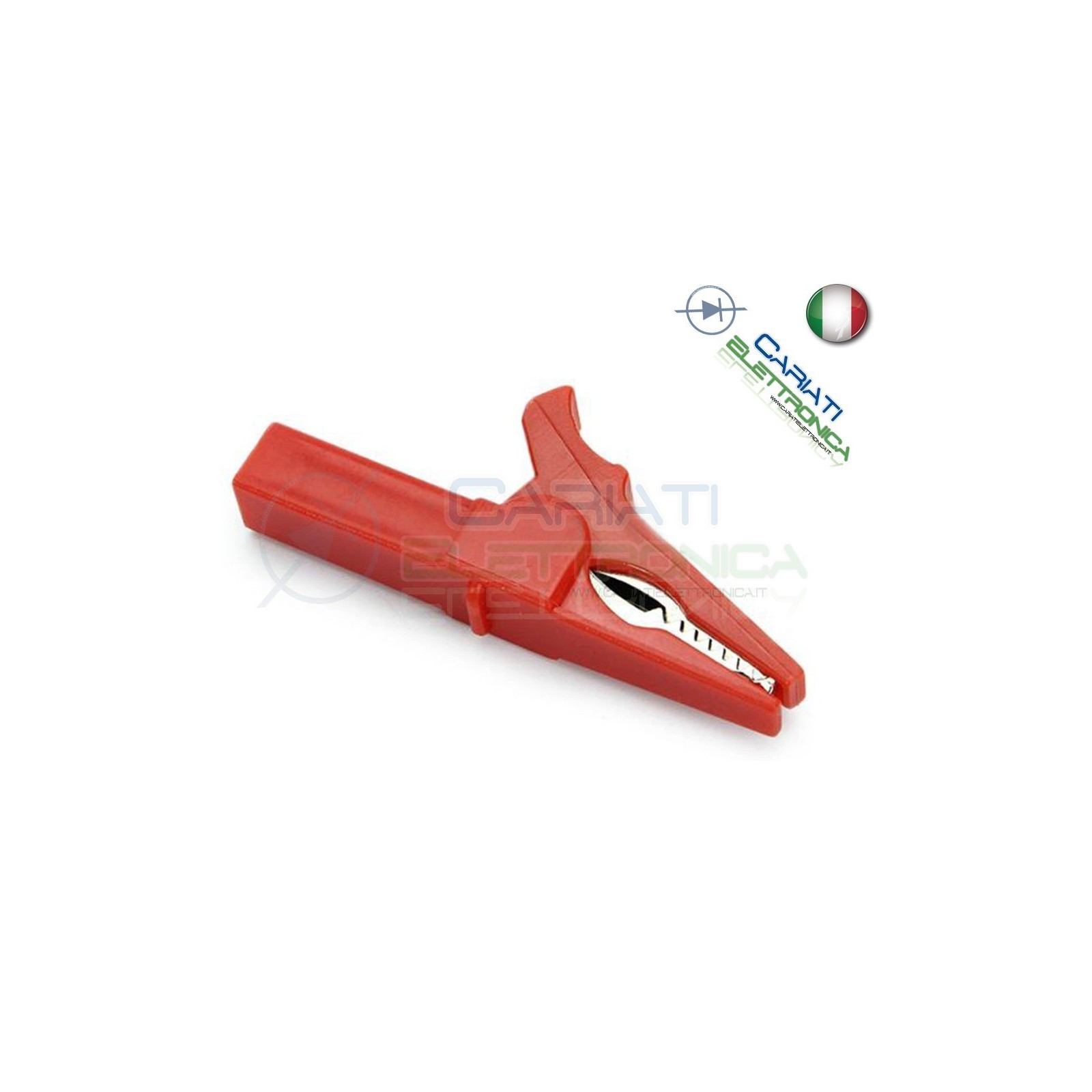 Pinza Coccodrillo con attacco banana 4mm Rossa Rosso 55mm
