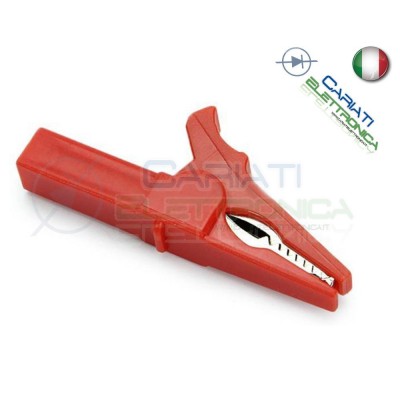 Pinza Coccodrillo con attacco banana 4mm Rossa Rosso 55mm
