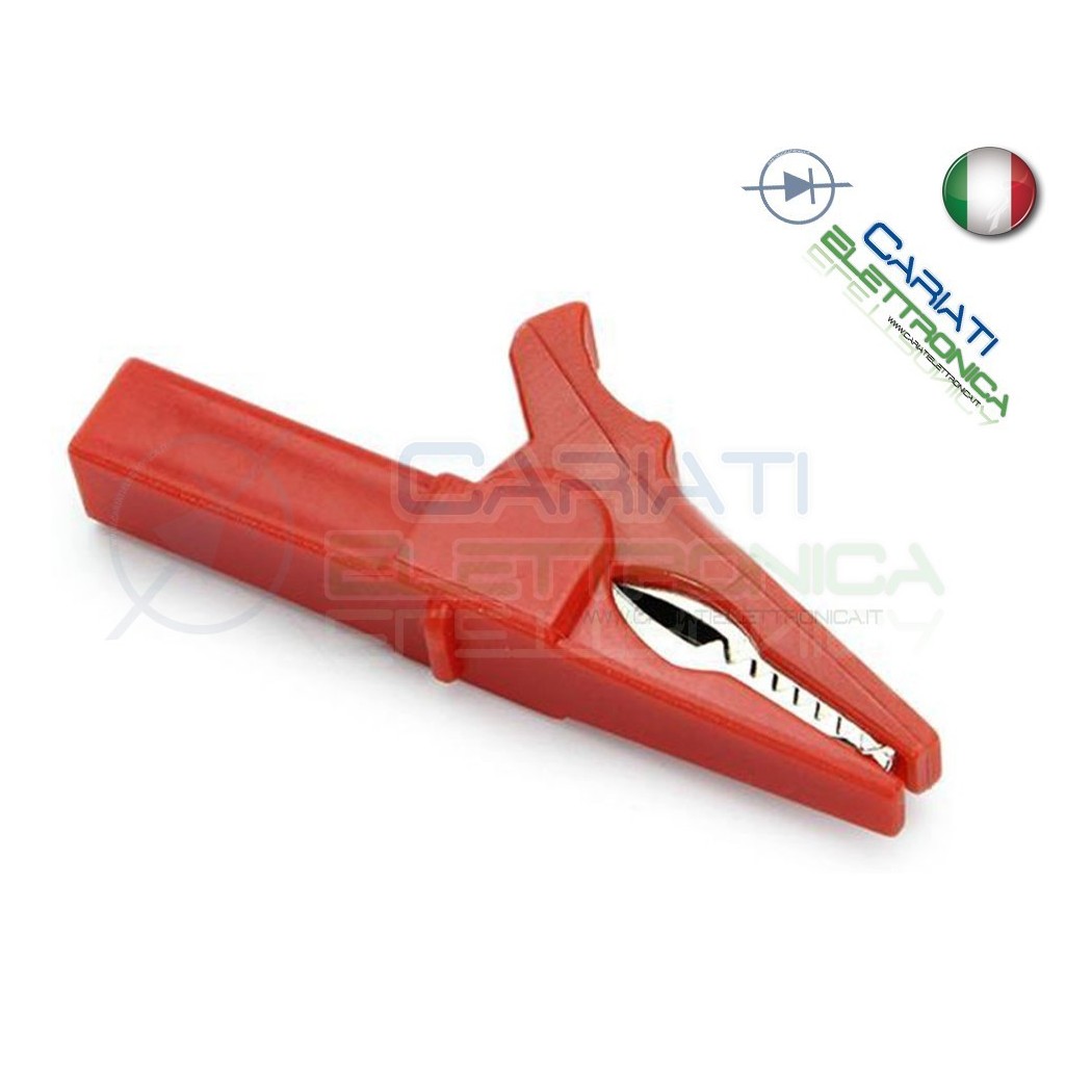 Pinza Coccodrillo con attacco banana 4mm Rossa Rosso 55mm