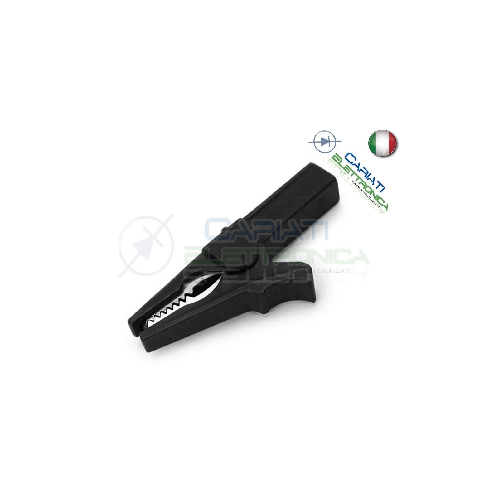 Pinza Coccodrillo con attacco banana 4mm Nera Nero 55mm