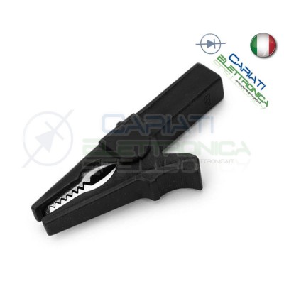 Pinza Coccodrillo con attacco banana 4mm Nera Nero 55mm