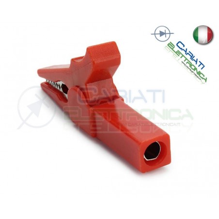 Coppia Pinze Coccodrillo con attacco banana 4mm Rosso Nero 55mm
