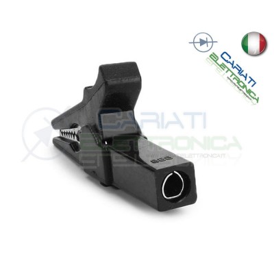 Coppia Pinze Coccodrillo con attacco banana 4mm Rosso Nero 55mm