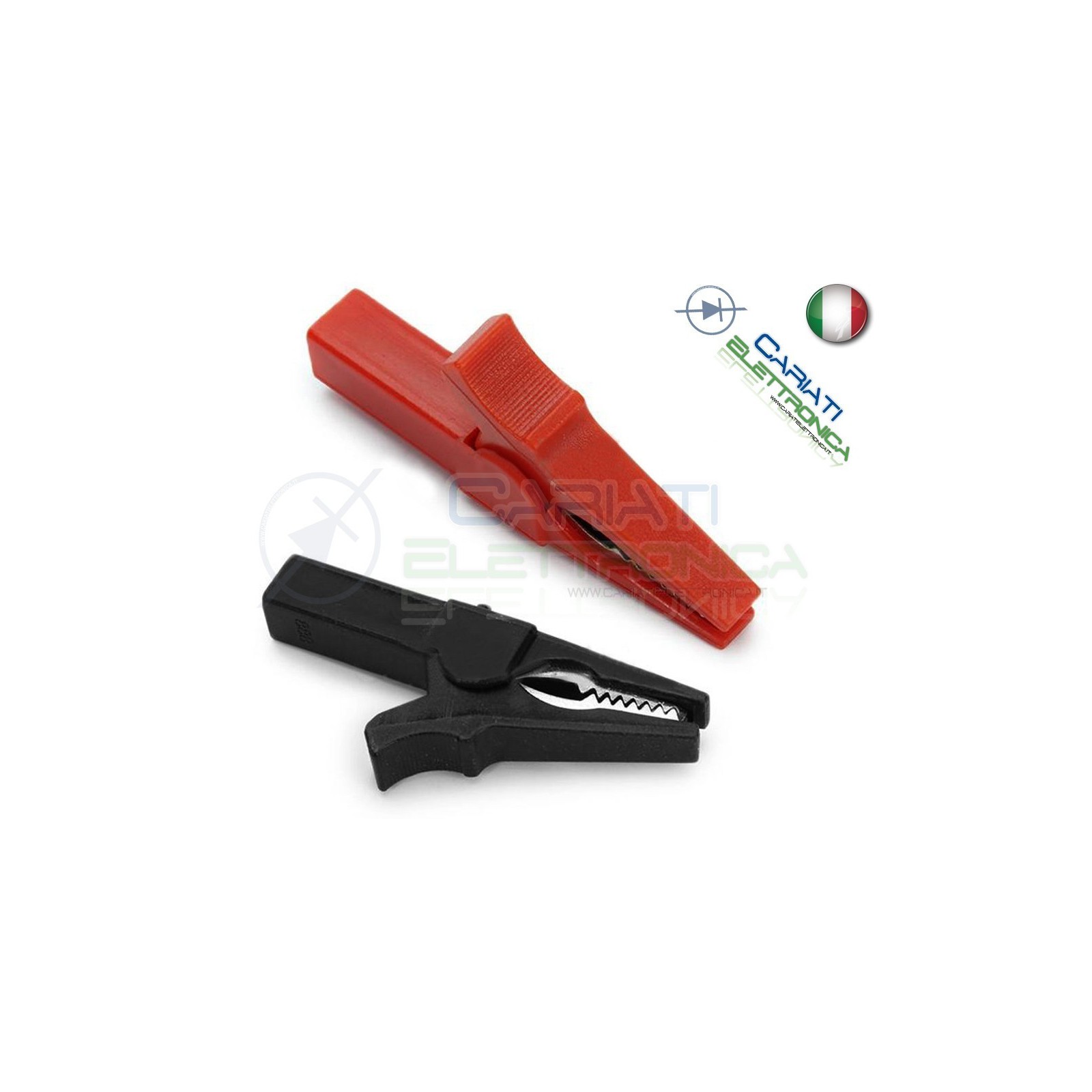 Coppia Pinze Coccodrillo con attacco banana 4mm Rosso Nero 55mm