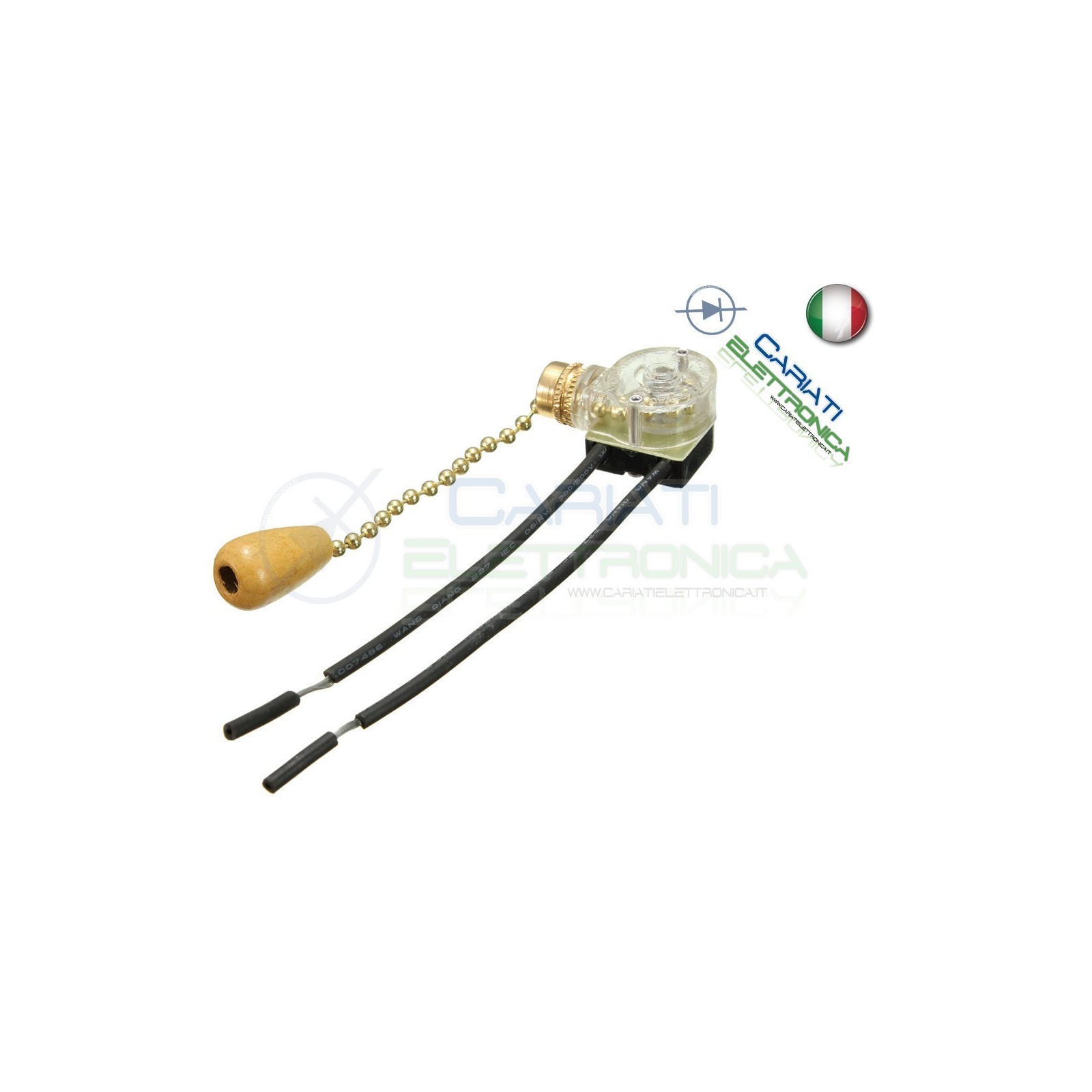 Interruttore a TIRANTE SPST ON-OFF 3A 250V commutatore a corda catena 30cm