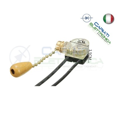 Interruttore a TIRANTE SPST ON-OFF 3A 250V commutatore a corda catena 30cm