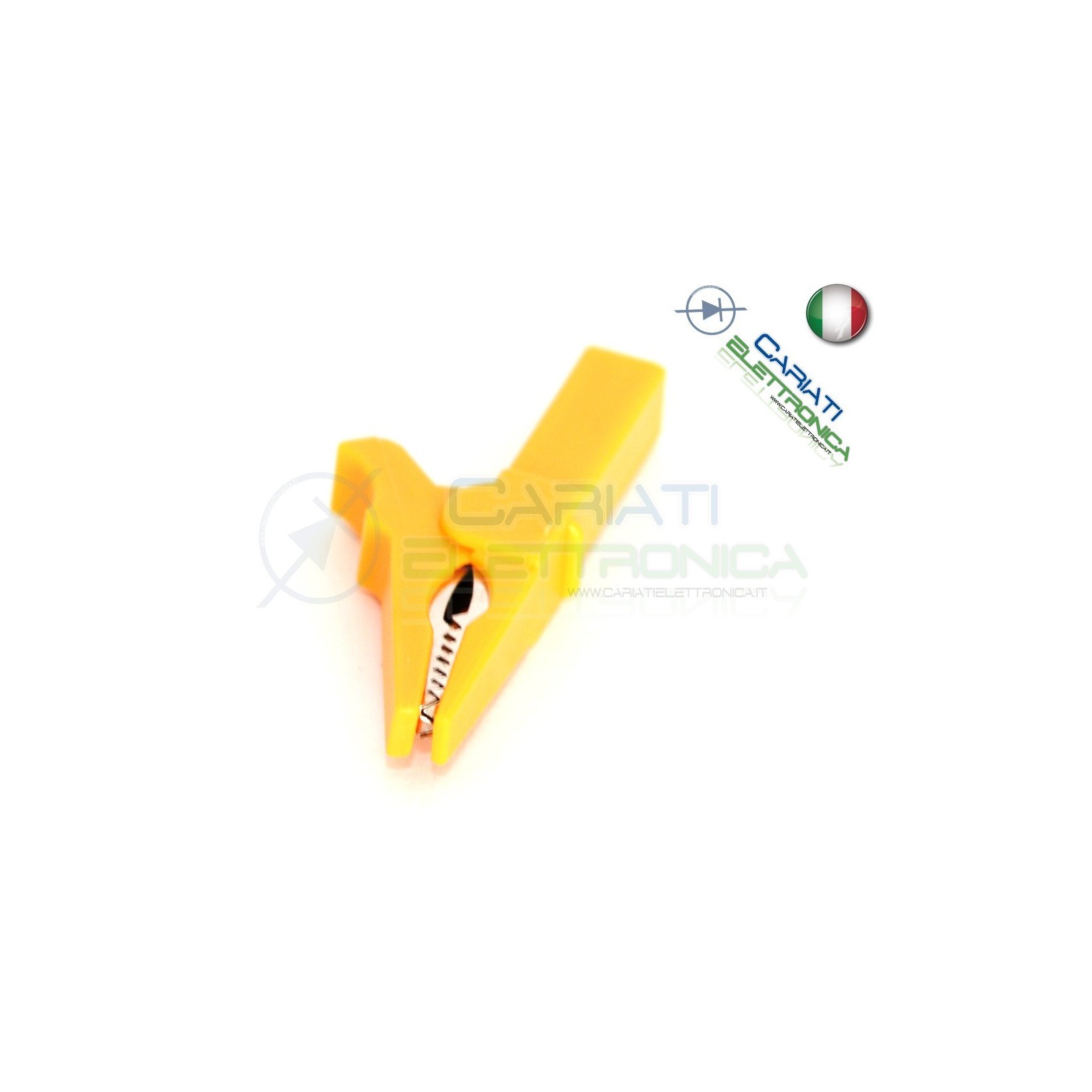 Pinza Coccodrillo con attacco banana 4mm Gialla Giallo 55mm