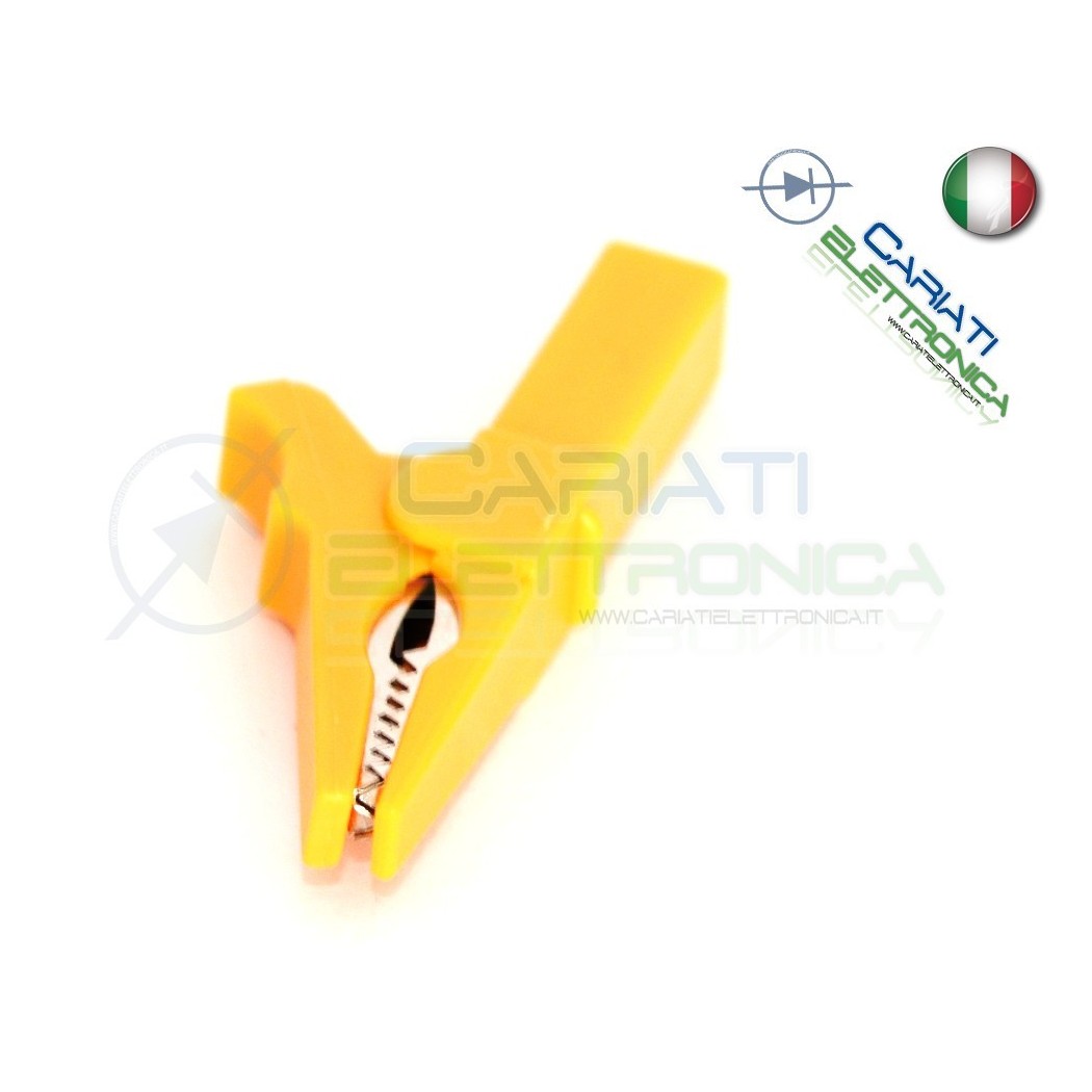 Pinza Coccodrillo con attacco banana 4mm Gialla Giallo 55mm