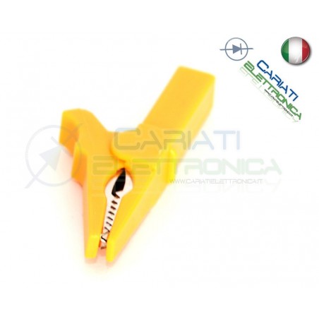 Pinza Coccodrillo con attacco banana 4mm Gialla Giallo 55mm