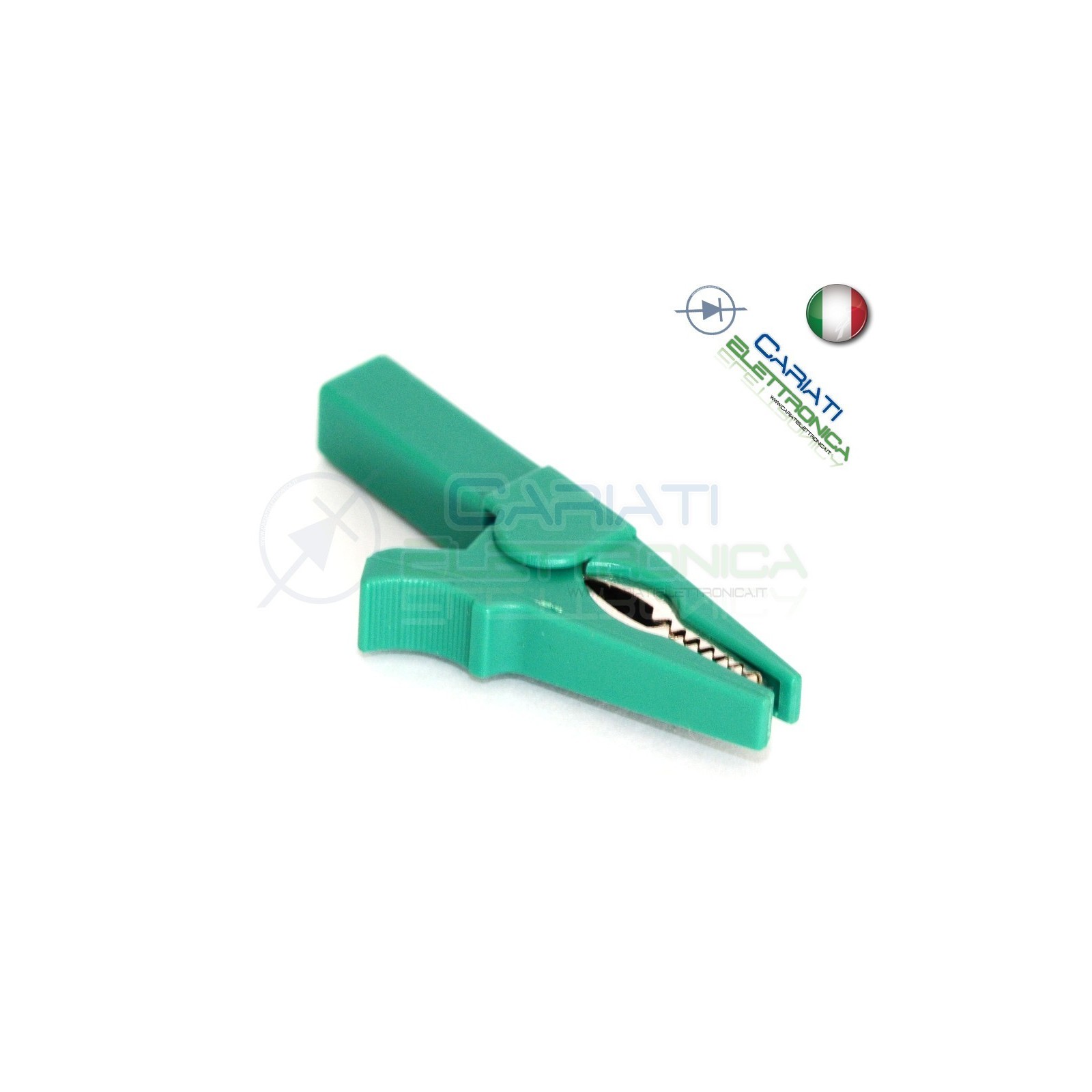 Pinza Coccodrillo con attacco banana 4mm Verde 55mm
