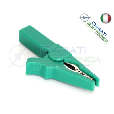 Pinza Coccodrillo con attacco banana 4mm Verde 55mm