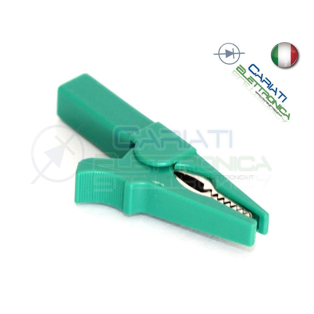 Pinza Coccodrillo con attacco banana 4mm Verde 55mm