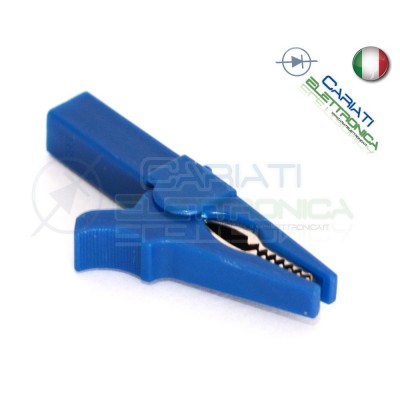 Pinza Coccodrillo con attacco banana 4mm Blu 55mm