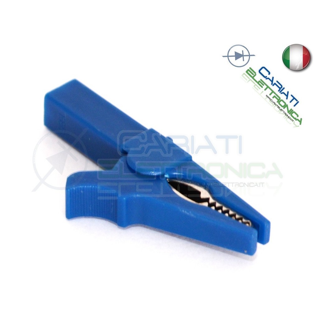 Pinza Coccodrillo con attacco banana 4mm Blu 55mm