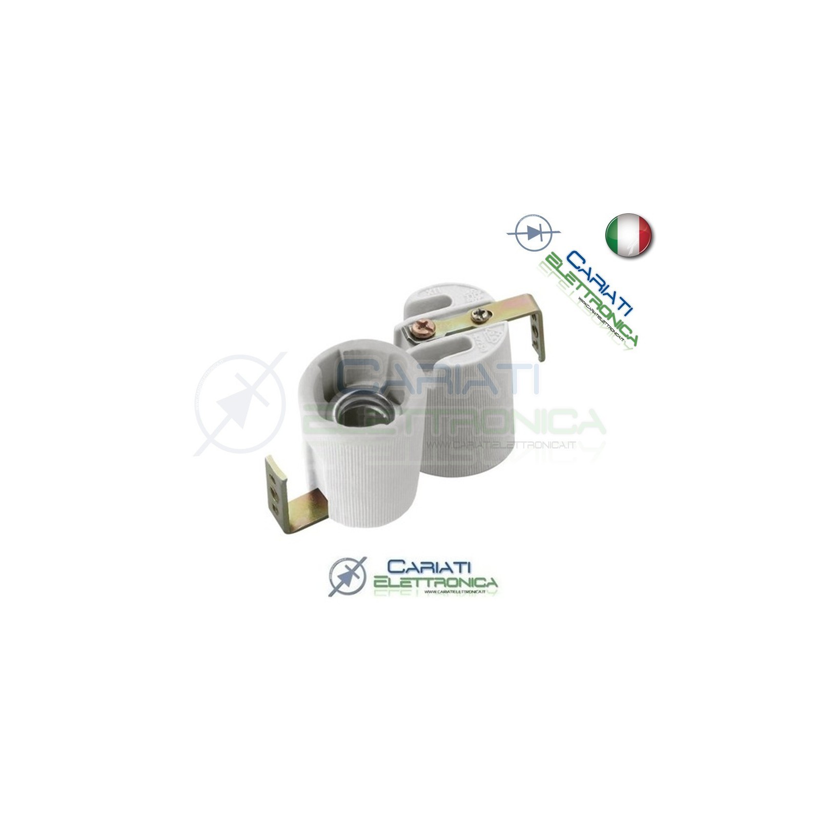 Portalampada ceramico in ceramica con staffa per attacco e14 e 14 Generico