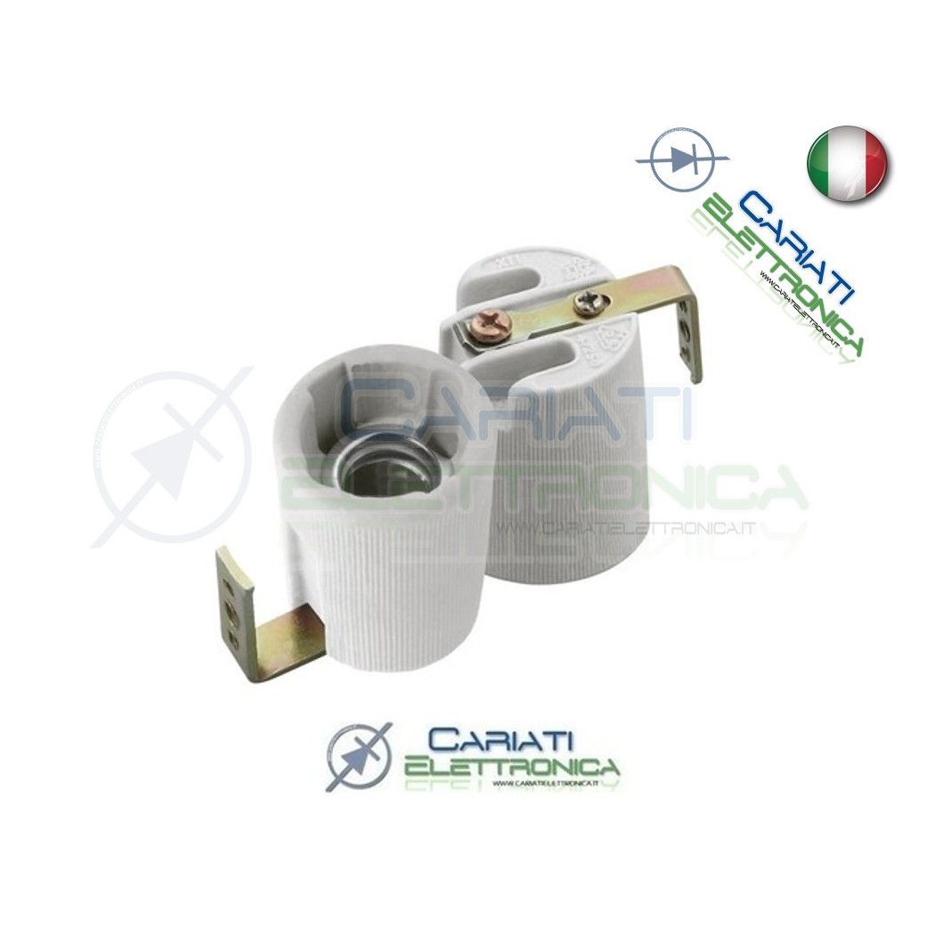 Portalampada ceramico in ceramica con staffa per attacco e14 e 14 Generico