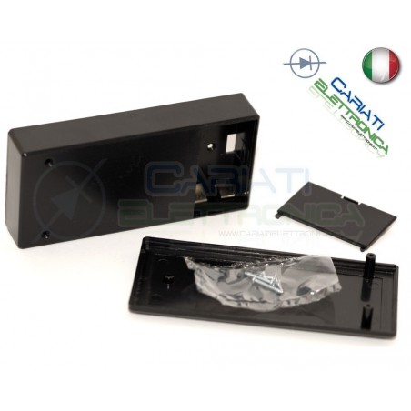 Contenitore custodia 130x60x29 mm con portabatteria AA o 9V in ABS nero