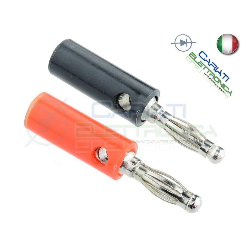 2 Pezzi Spina a Banana ECONOMICHE 4mm Rosso Nero