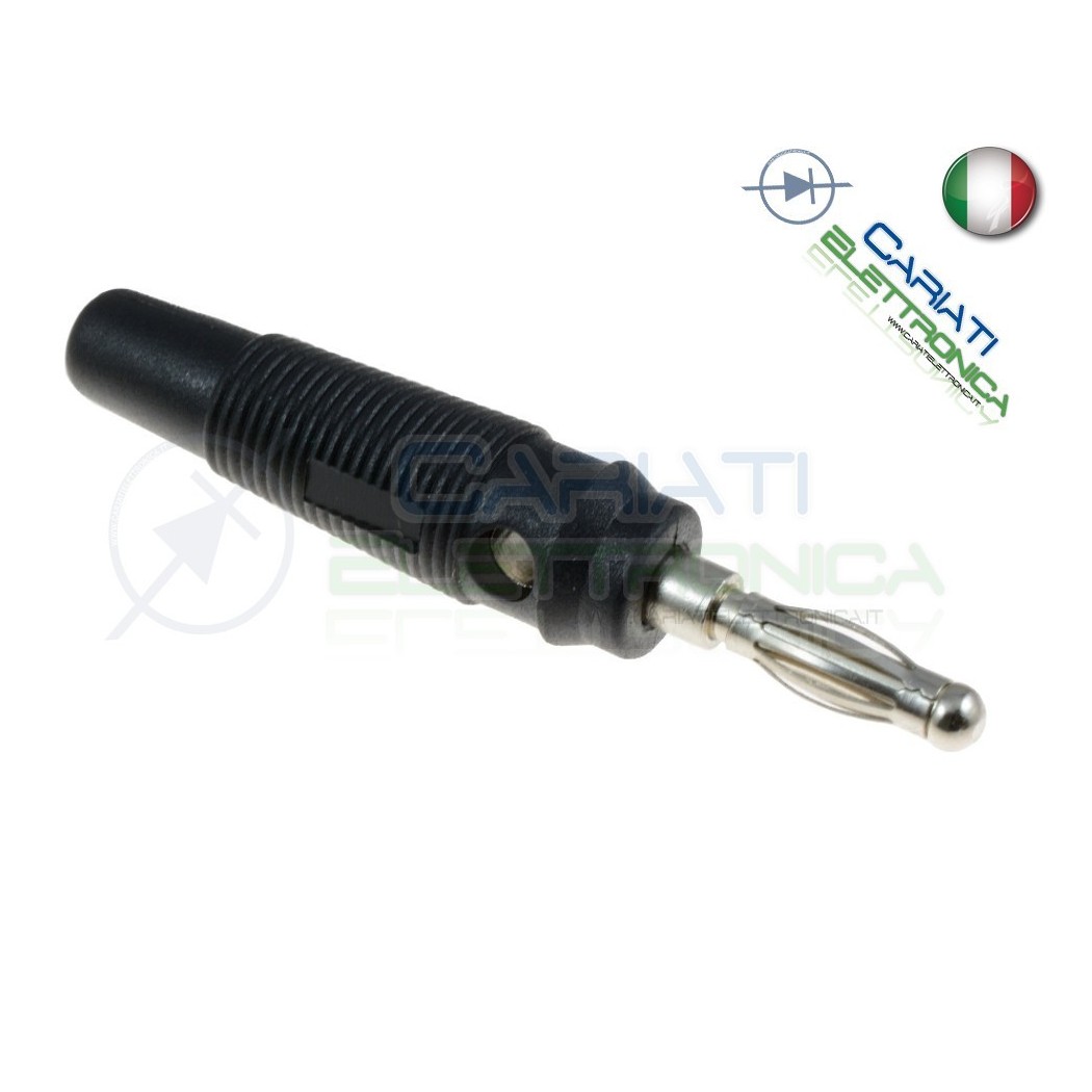 1 Pezzo Spina Boccola a Banana 4mm Nera Nero lunghezza 60mm
