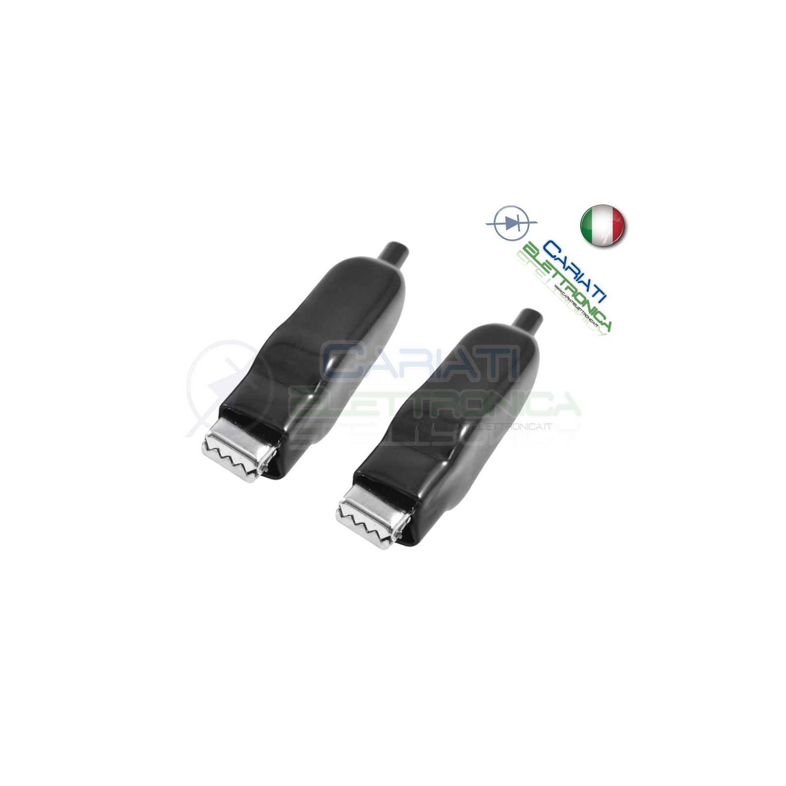 2 Pezzi Pinze Pinza Coccodrillo con Guaina Colore Nero lunghezza 50mm