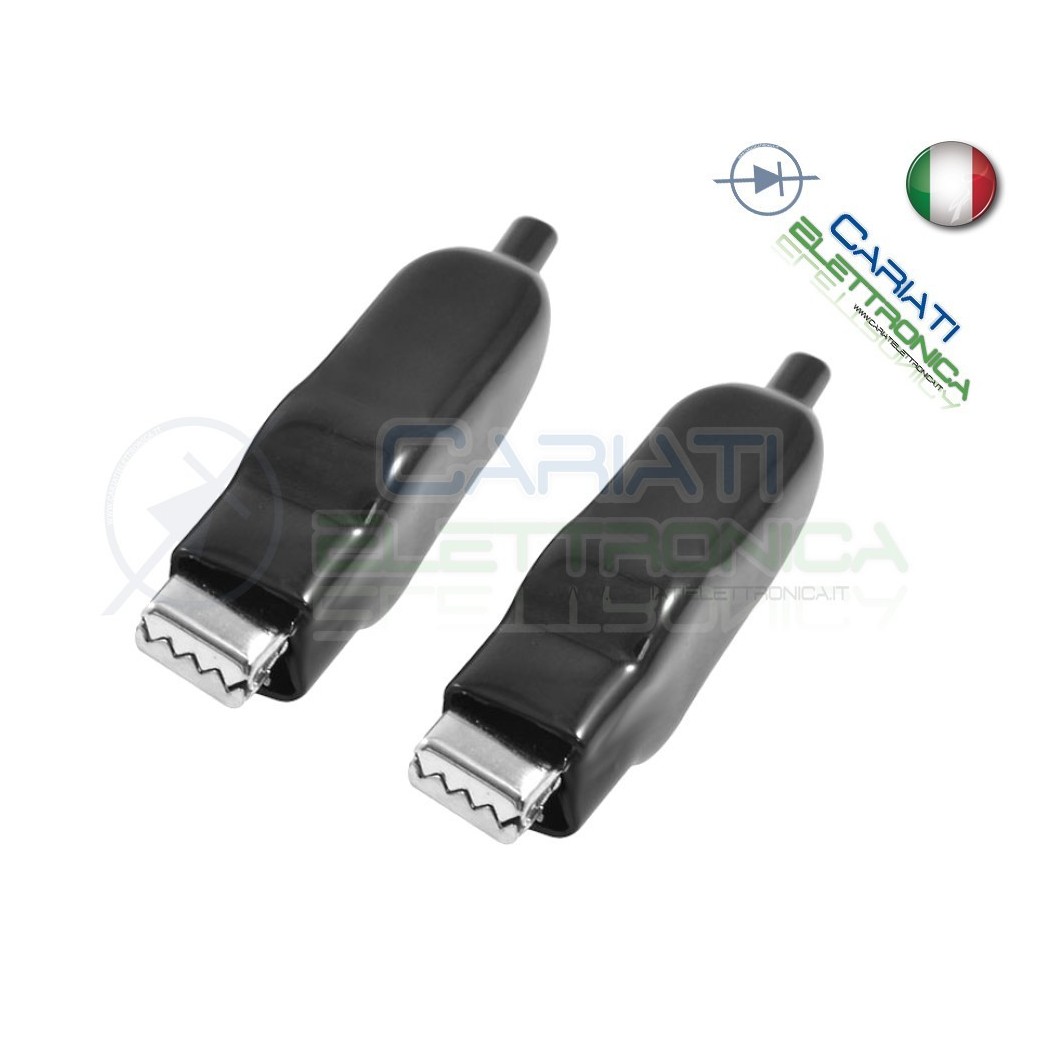 2 Pezzi Pinze Pinza Coccodrillo con Guaina Colore Nero lunghezza 50mm