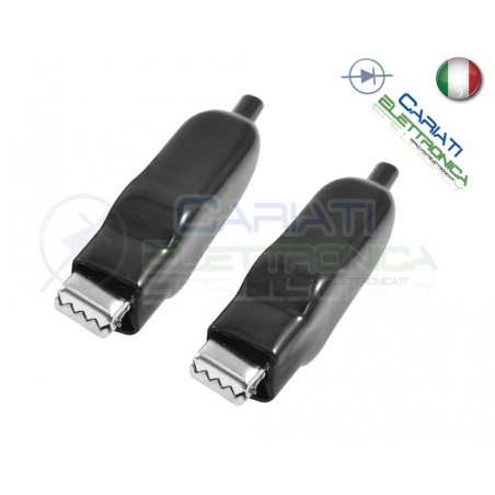2 Pezzi Pinze Pinza Coccodrillo con Guaina Colore Nero lunghezza 50mm