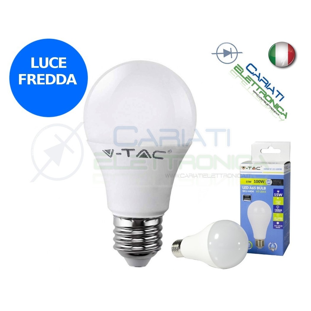 LAMPADA LAMPADINA LED V-TAC E27 15W VT-2015 LUCE FREDDA 1500Lm 6400k SKU 4455
