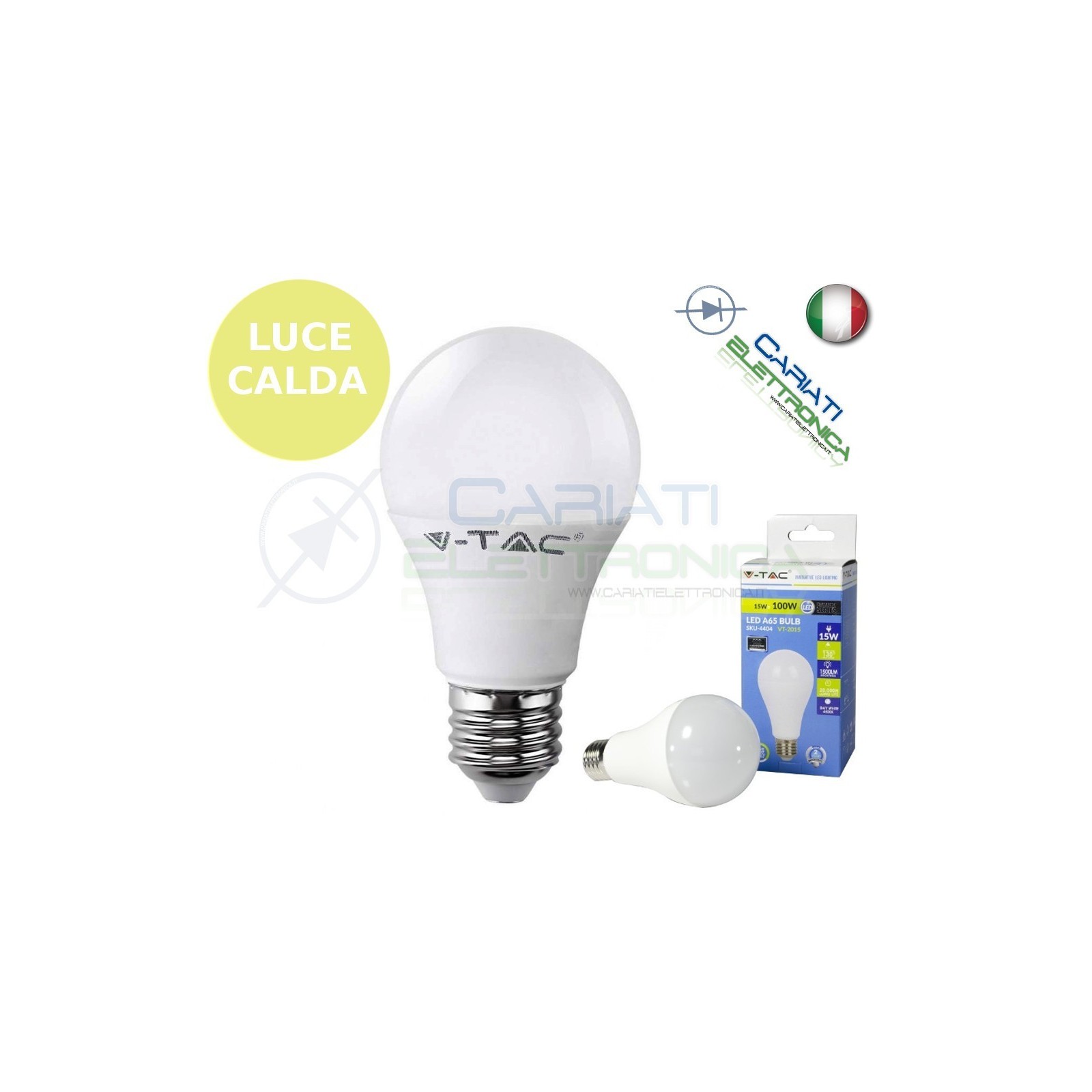 LAMPADA LAMPADINA LED V-TAC E27 15W VT-2015 LUCE CALDA 1500Lm 2700k SKU 4453