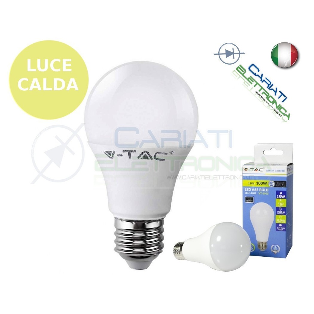 LAMPADA LAMPADINA LED V-TAC E27 15W VT-2015 LUCE CALDA 1500Lm 2700k SKU 4453