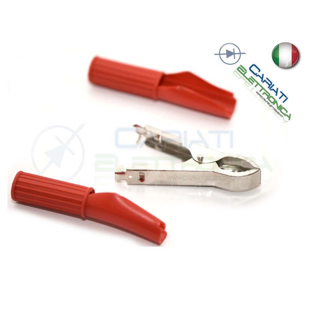 2 Pinze Pinza Coccodrillo con Guaina Colore Nero Rosso lunghezza 82mm