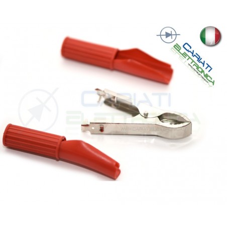 2 Pinze Pinza Coccodrillo con Guaina Colore Nero Rosso lunghezza 82mm