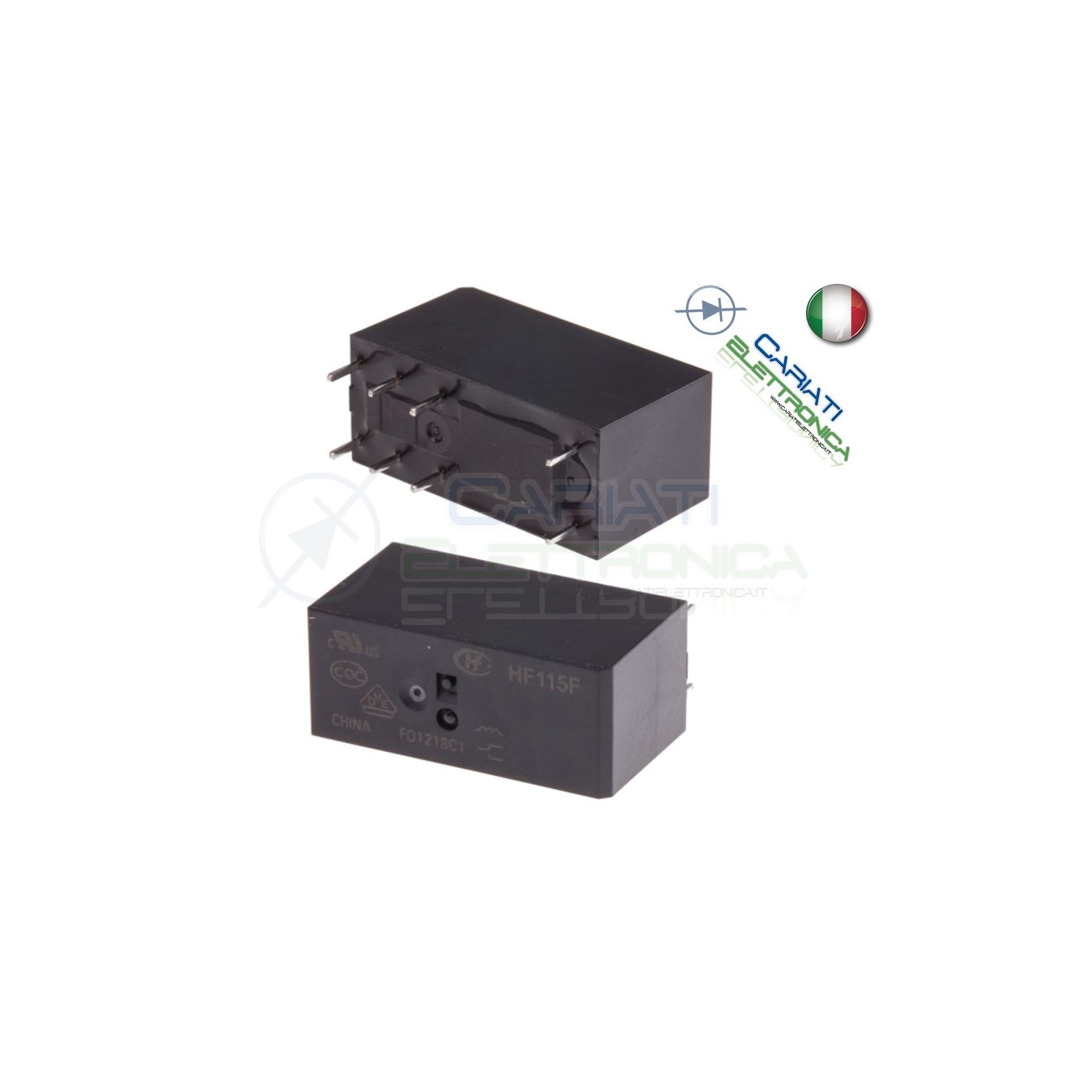 HF-115F 012-2ZS4 Relay Coil voltage 12V Spdt 8A 250V JQX115F 8 PinsHONGFA RELAY