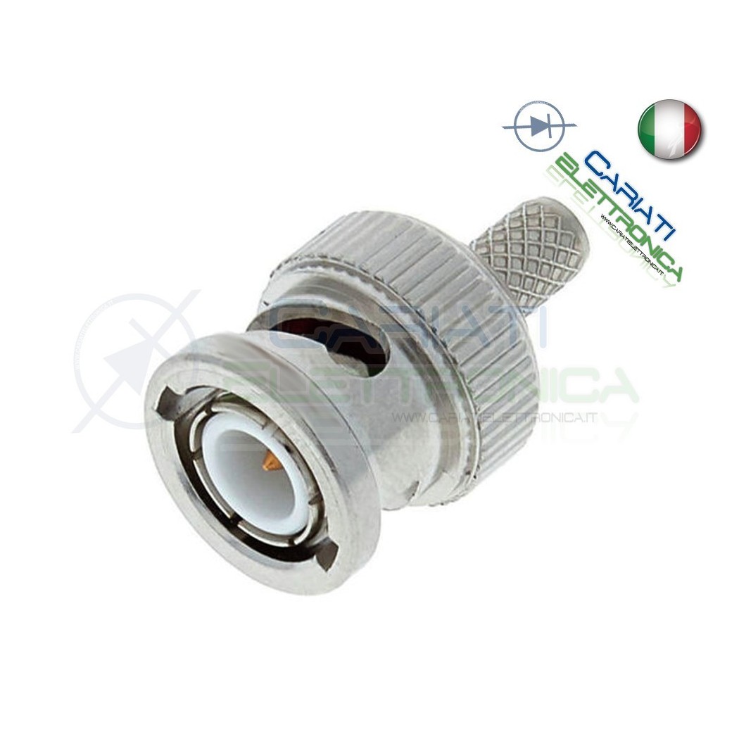 2 PEZZI CONNETTORE MASCHIO RG59 VIDEO BNC VIDEOSORVEGLIANZA CRIMPARE CAVO
