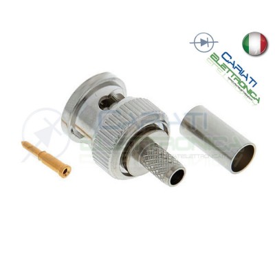2 PEZZI CONNETTORE MASCHIO RG59 VIDEO BNC VIDEOSORVEGLIANZA CRIMPARE CAVO
