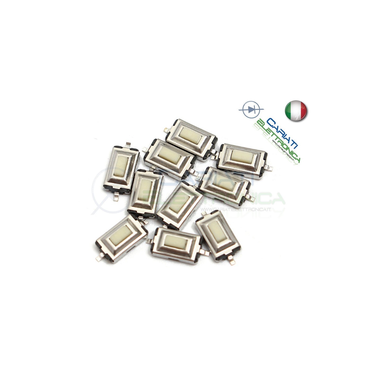 10 PEZZI MINI MICRO PULSANTE 6.1x3.7x2.5 mm PCB Tactile Switch